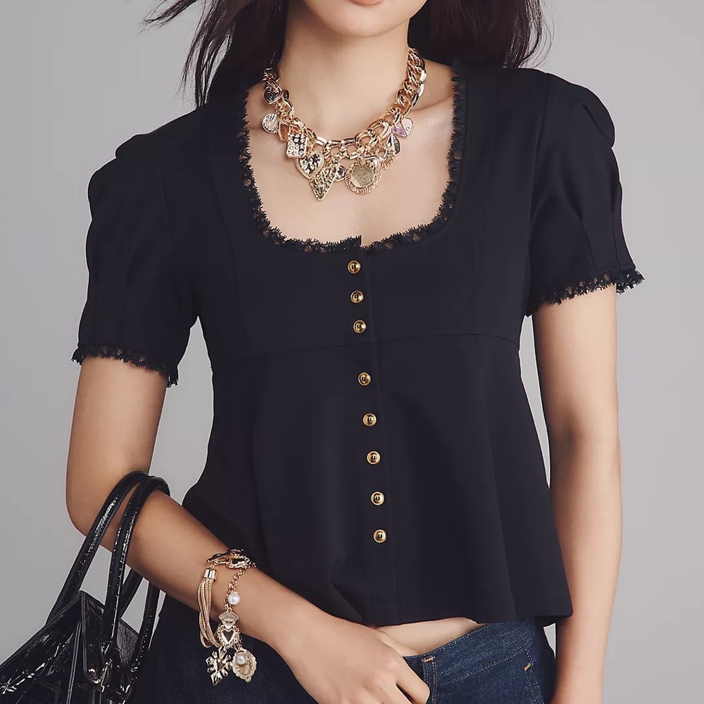 Maeve Puff-Sleeve Babydoll Top